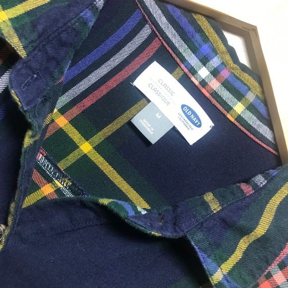 Old Navy 100% Cotton Plaid Button Front Shirt Size Medium - Picture 5 of 10
